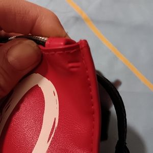 Victoria's Secret XOXO RED POUCH BEAUTY BAG ORGANIZER CLUTCH WITH CLIP FLAT